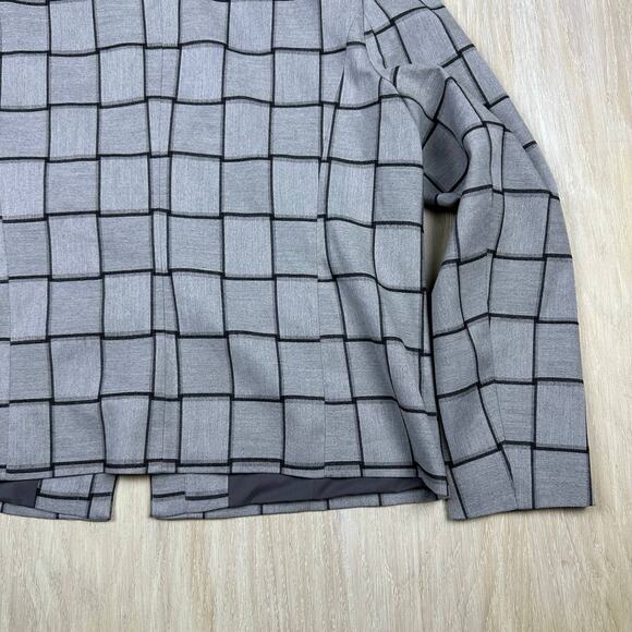 Halogen Gray Checkered Plaid Front Zipper Chic Casual Career Blazer Jacket XL - Picture 9 of 14